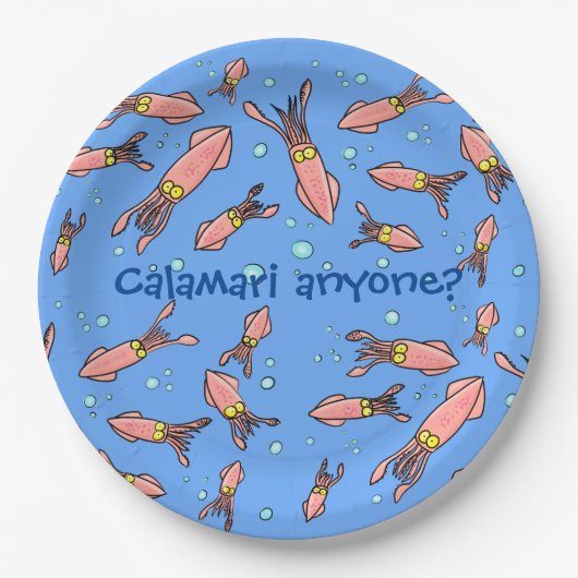 Funny squid school met bubbels cartoon papieren bordje (Voorkant)