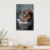 Funny Squirrel Bathroom Print, Toilet Newspaper Poster (Keuken)