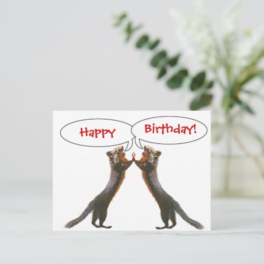 Funny Squirrel Birthday Briefkaart (Staand voorkant)