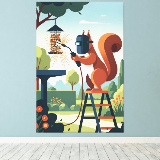 Funny squirrel canvas afdruk (Insitu (Houten vloer))