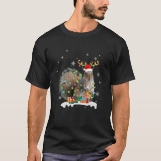 Funny Squirrel Christmas Reindeer Christmas Lights T-shirt
