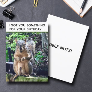 Funny Squirrel Deez Nuts Adult Humor Birthday Kaart