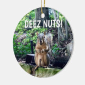 Funny Squirrel Deez Nuts ongeschikte foto van Humo Keramisch Ornament (Links)