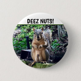 Funny Squirrel Deez Nuts ongeschikte foto van Humo Ronde Button 5,7 Cm