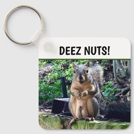 Funny Squirrel Deez Nuts ongeschikte foto van Humo Sleutelhanger (Voorkant)