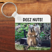 Funny Squirrel Deez Nuts ongeschikte foto van Humo Sleutelhanger (Voorkant)