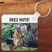 Funny Squirrel Deez Nuts ongeschikte foto van Humo Sleutelhanger (Achterkant)