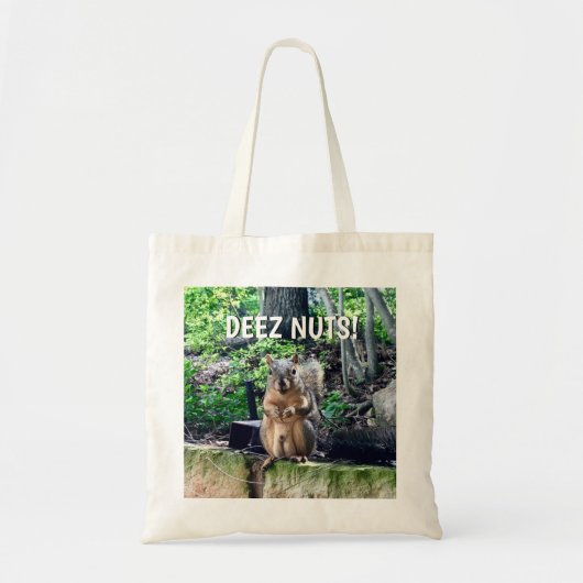Funny Squirrel Deez Nuts ongeschikte foto van Humo Tote Bag (Voorkant)