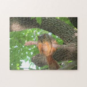 Funny Squirrel die uit de boom hangt Legpuzzel
