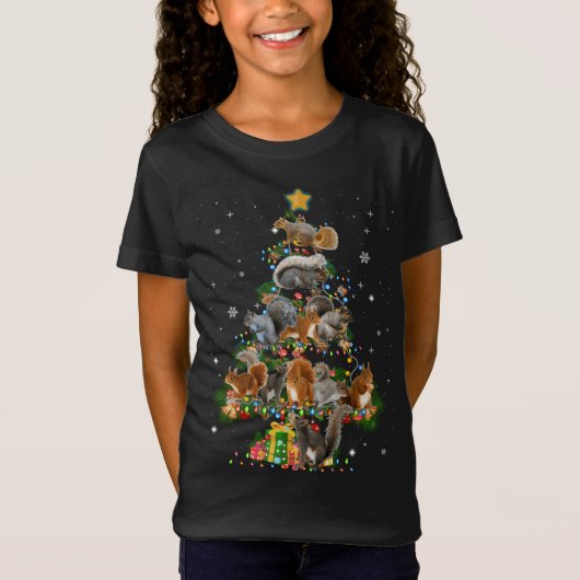 Funny Squirrel Dog kerstboom Squirrel Lover X T-shirt (Voorkant)