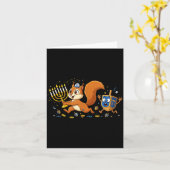 Funny Squirrel Dreidel Menorah Hanukkah Kids Women Kaart (Gele Bloem)