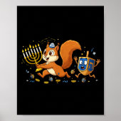 Funny Squirrel Dreidel Menorah Hanukkah Kids Women Poster (Voorkant)