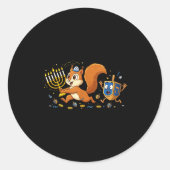 Funny Squirrel Dreidel Menorah Hanukkah Kids Women Ronde Sticker (Voorkant)