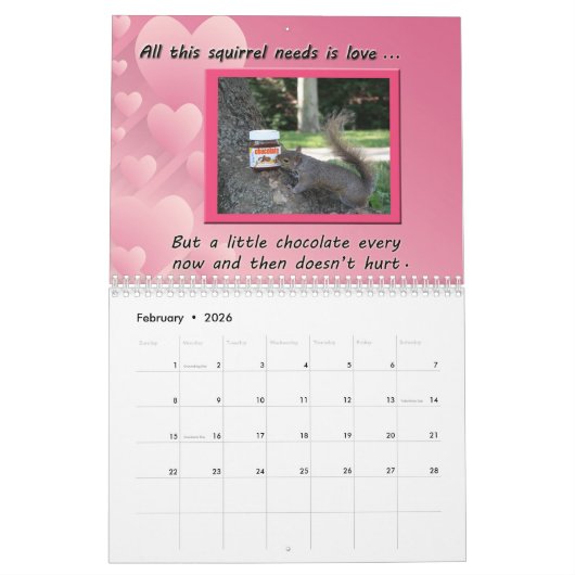 Funny Squirrel Just Plain Nutz Calendar Kalender (Feb 2026)
