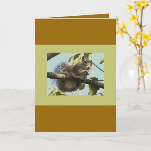 Funny Squirrel Kaart (Gele Bloem)