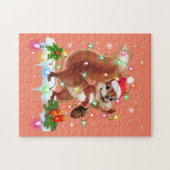 Funny Squirrel kerstdecoratie Santa Hat Xma Legpuzzel (Horizontaal)