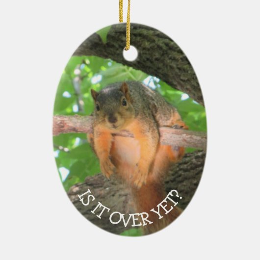 Funny Squirrel kerstHumor Keramisch Ornament (Achterkant)