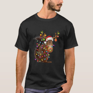 Funny Squirrel kerstrennige kerstlampjes T-shirt