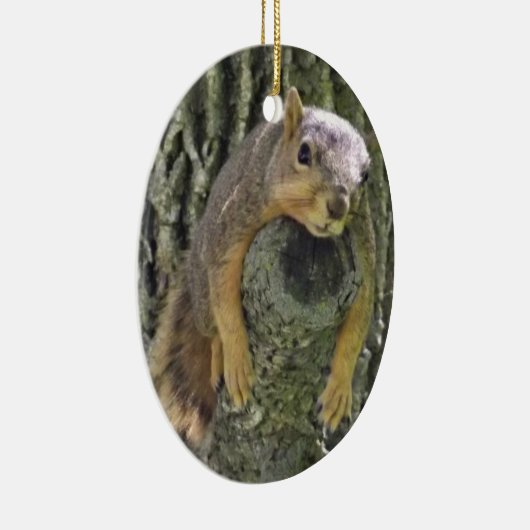 Funny Squirrel kerstversiering Keramisch Ornament (Rechts)