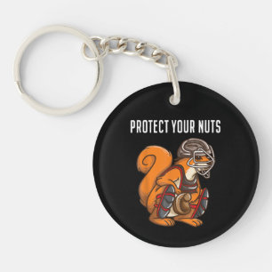 Funny Squirrel Lover Baseball Catcher Gift Boys Gi Sleutelhanger