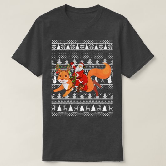 Funny Squirrel Lover Santa Riding Squirrel Ugly Ch T-shirt (Design voorkant)