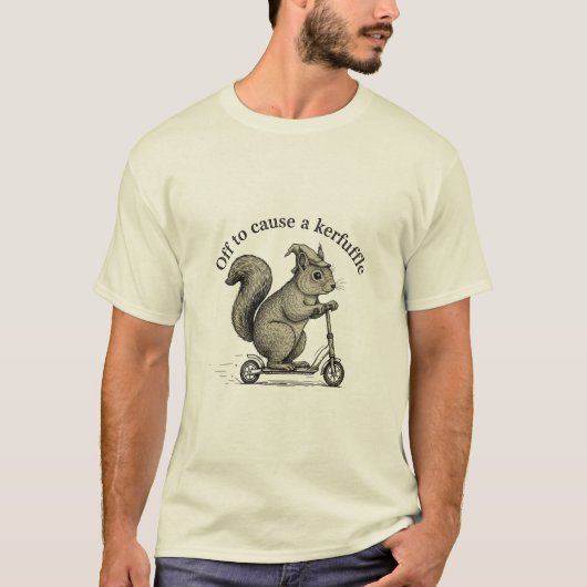 Funny Squirrel on Scooter Wizard Hat Off To Cause  T-shirt (Voorkant)