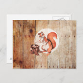 Funny squirrel op hout briefkaart (Voorkant / Achterkant)