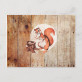 Funny squirrel op hout briefkaart (Voorkant)