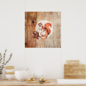 Funny squirrel op hout poster (Keuken)