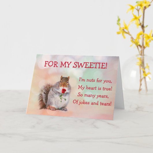 Funny Squirrel Poetry Birthday Kaart (Gele Bloem)