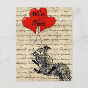 Funny squirrel verandering adres aankondigingskaart