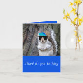 Funny Squirrel Verjaardag Kaart (Gele Bloem)