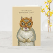 Funny Squirrel-verjaardagskaart Kaart (Gele Bloem)