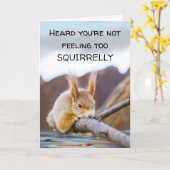 Funny Squirrel voelt zich beter snel goed Kaart (Gele Bloem)