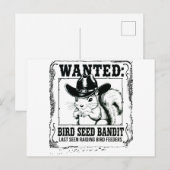 Funny Squirrel Wanted Poster | Bird Seed Bandit Co Briefkaart (Voorkant / Achterkant)