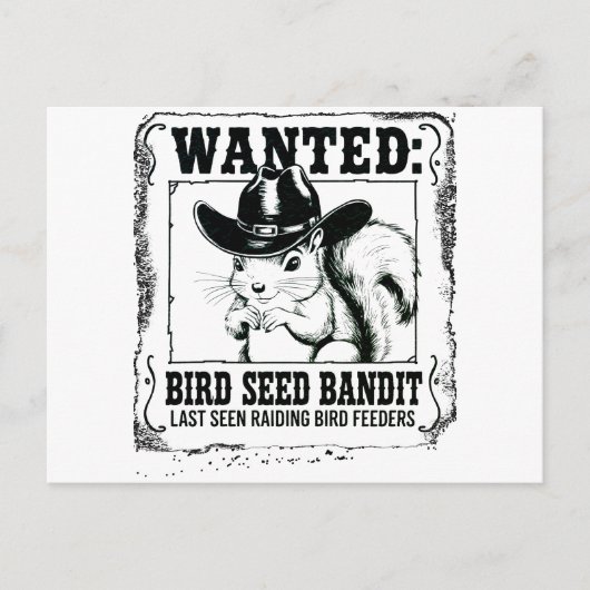 Funny Squirrel Wanted Poster | Bird Seed Bandit Co Briefkaart (Voorkant)