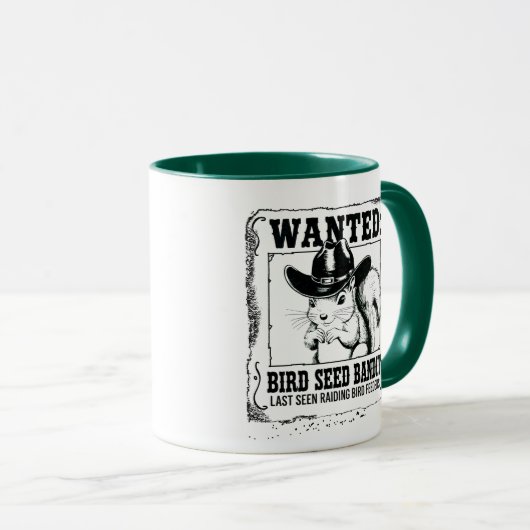 Funny Squirrel Wanted Poster | Bird Seed Bandit Co Mok (Voorkant rechts)