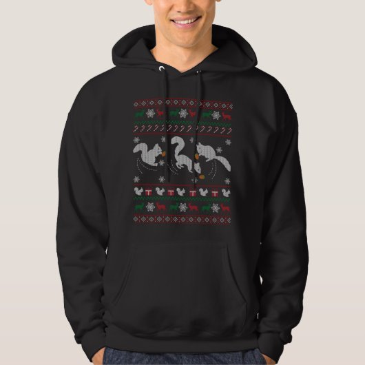 Funny Squirrels Ugly kerstSweater Gift Hoodie (Voorkant)