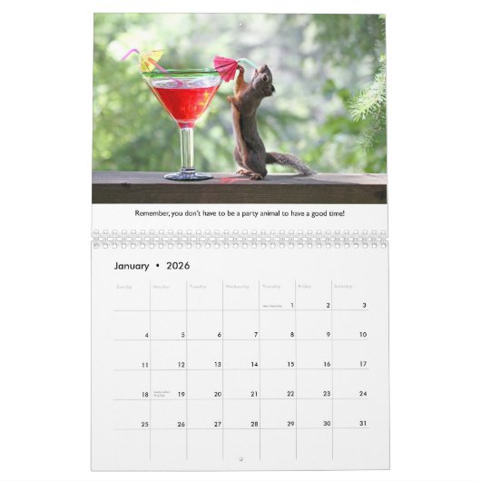 Funny Squirrels Wall Agenda Kalender (Jan 2026)