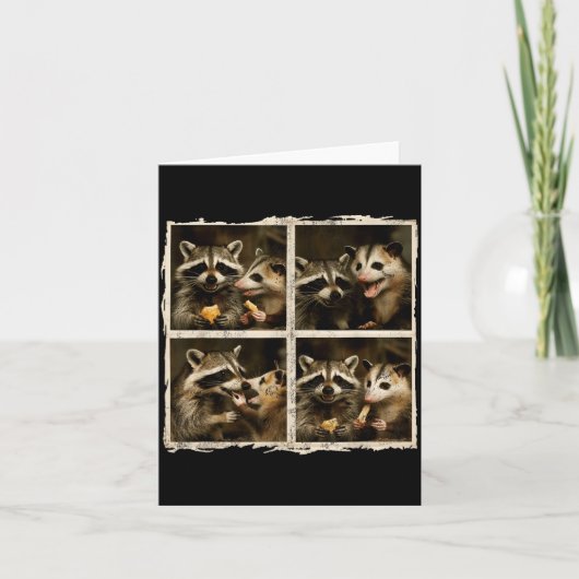 Funny Ssum And Raccoon Photobooth Selfie Trash Fer Kaart (Voorkant)