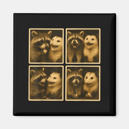 Funny Ssum And Raccoon Photobooth Selfie Trash Fer Magneet (Voorkant)