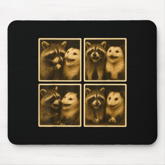 Funny Ssum And Raccoon Photobooth Selfie Trash Fer Muismat (Voorkant)