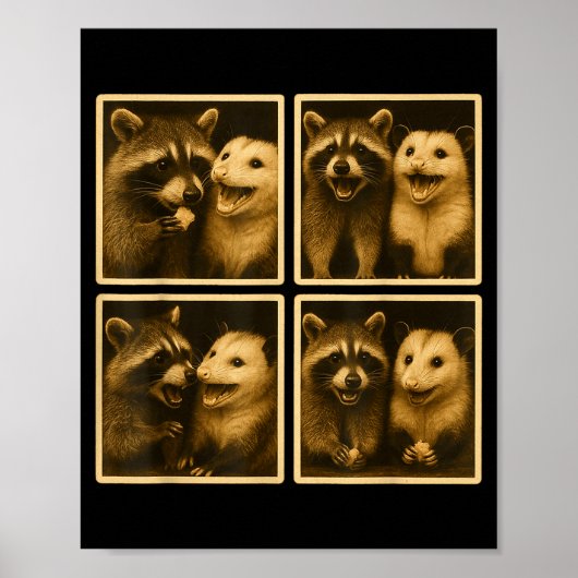 Funny Ssum And Raccoon Photobooth Selfie Trash Fer Poster (Voorkant)