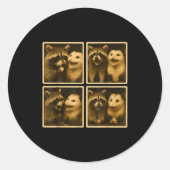 Funny Ssum And Raccoon Photobooth Selfie Trash Fer Ronde Sticker (Voorkant)
