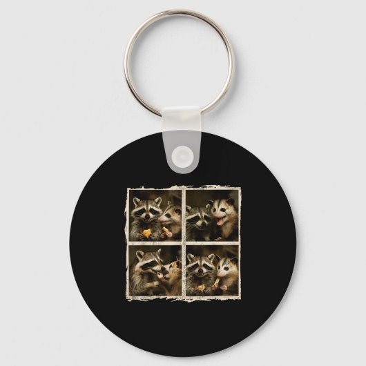Funny Ssum And Raccoon Photobooth Selfie Trash Fer Sleutelhanger (Voorkant)