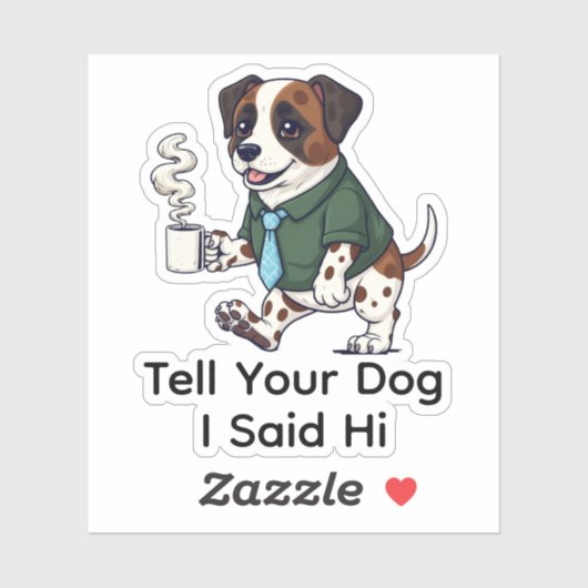 Funny  St. Bernard Dog Business Suit Coffee  Sticker (Vel)