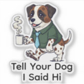 Funny  St. Bernard Dog Business Suit Coffee  Sticker (Voorkant)