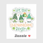 Funny St. Paddy’s Gnomes with Clovers & Balloons Sticker (Vel)
