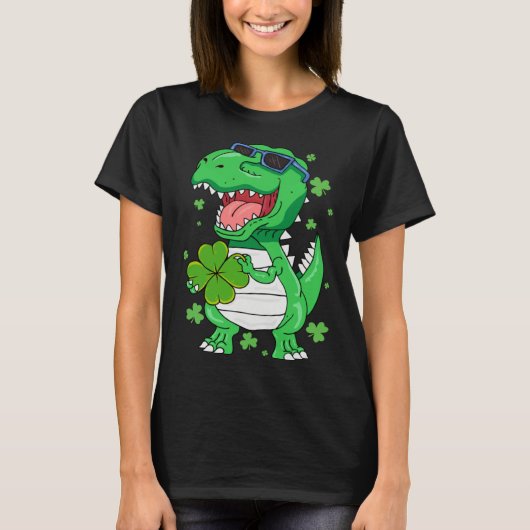 Funny St PaT-Rex Day Dinosaur St Patricks Day Boys T-shirt (Voorkant)