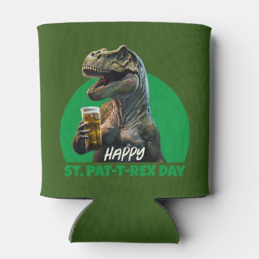 Funny St. Pat-T-Rex Celebration Beer-Loving Dino Blikjeskoeler (Achterkant)